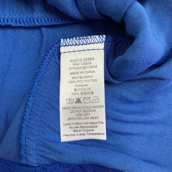 Naked Zebra Puff Sleeve Wrap Blouse Womens S Small Blue Flounce Hem Button Close - Picture 10 of 12